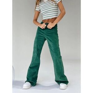 Princess Polly Green Corduroy Flare Pants